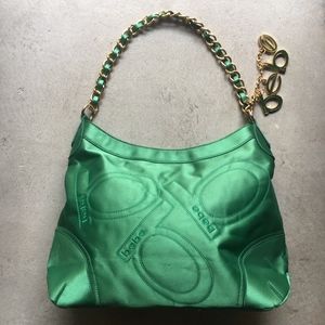 BEBE Green Satin Purse